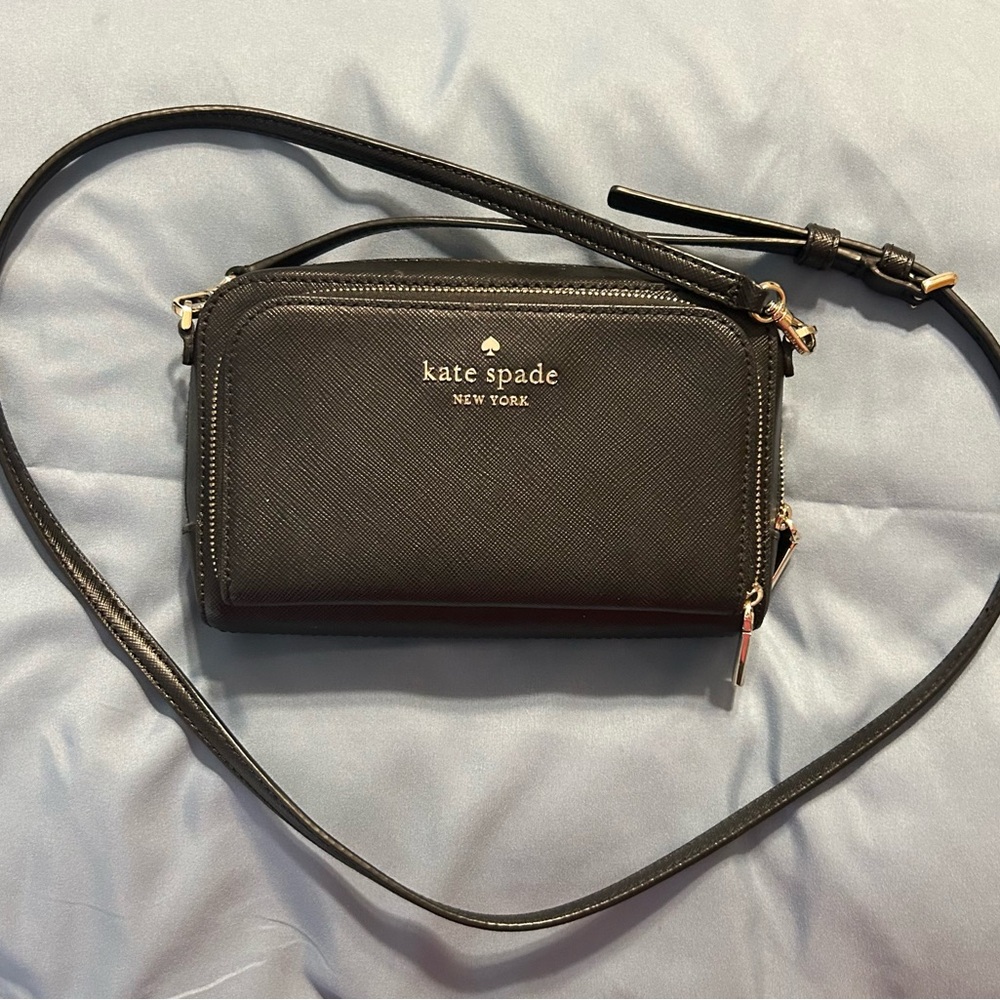 kate spade Black Crossbody Bag with Smooth Leather and Gold Branding - like new! - Picture 9 of 9